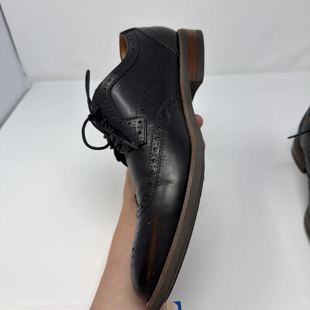 Florsheim Midtown Size 9.5 M Wingtip Oxford Men's Black Leather Shoes Comfortech